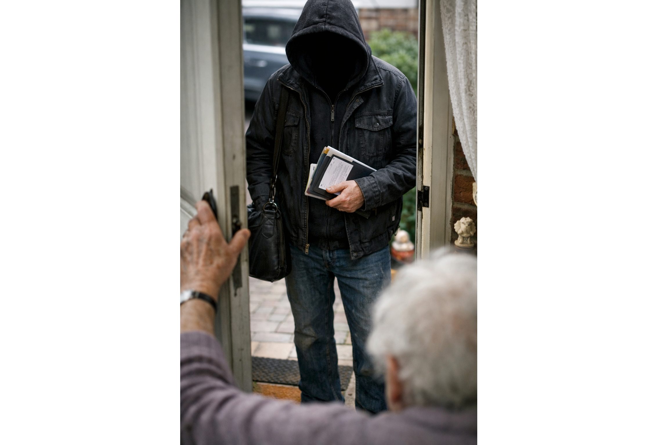 IA Generated image of a possible doorstep scam